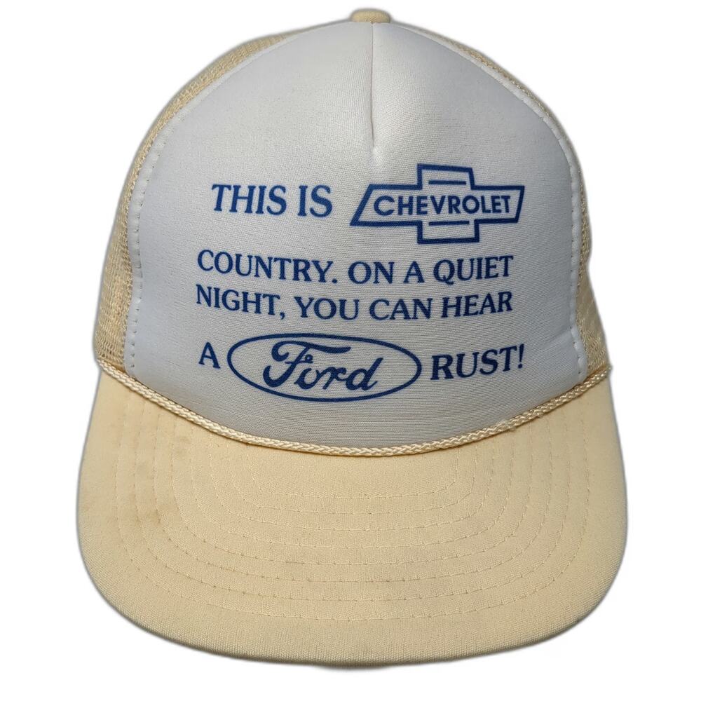 Nissin Cap Trucker Hat Beige One Size Chevrolet Ford Rust Funny Snapback Hat